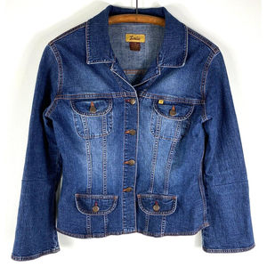 Women's Anthropologie Louie Denim Jean Jacket Blue Flare sleeve Size 10